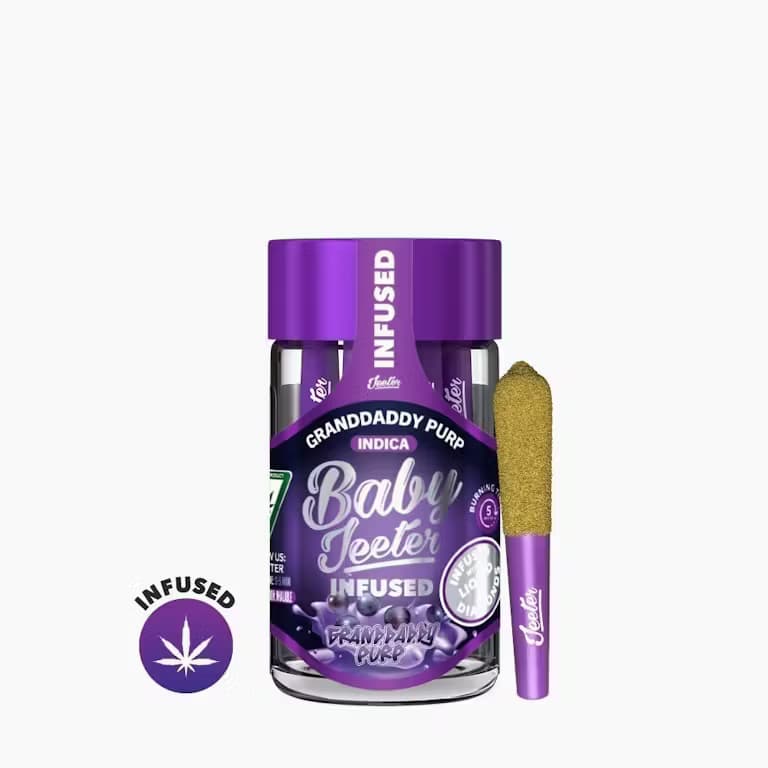 Granddaddy Purp - 0.5g x 5 PACK BABY JEETER PREROLL - INFUSED AND KIEF COATED - Jeeter