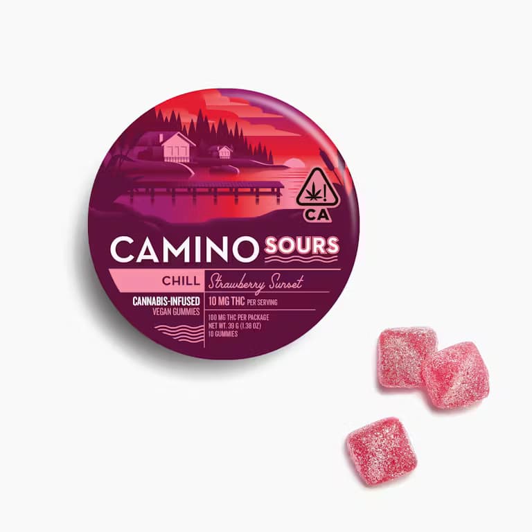 Camino Sours Strawberry Sunset CHILL Gummies - 10mg THC Each x 10 pc Multipack - Kiva