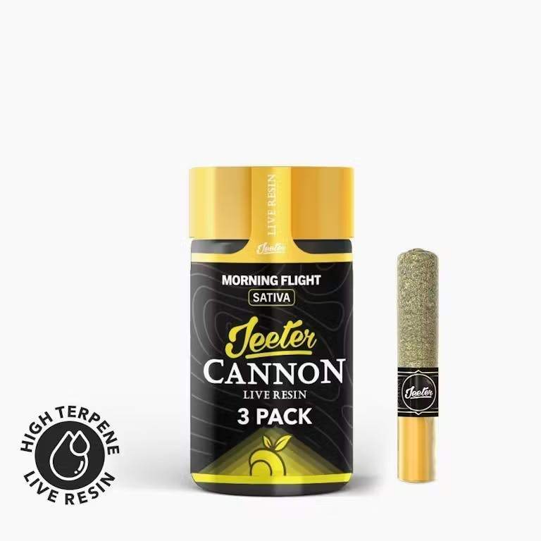 MORNING FLIGHT - 0.5g X 3 Pack Live Resin Infused Cannons - Preroll Joint - Jeeter