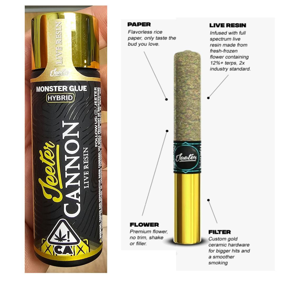 Monster Glue -  1.3g Live Resin Infused Cannon - Preroll Single Joint Blunt - Jeeter