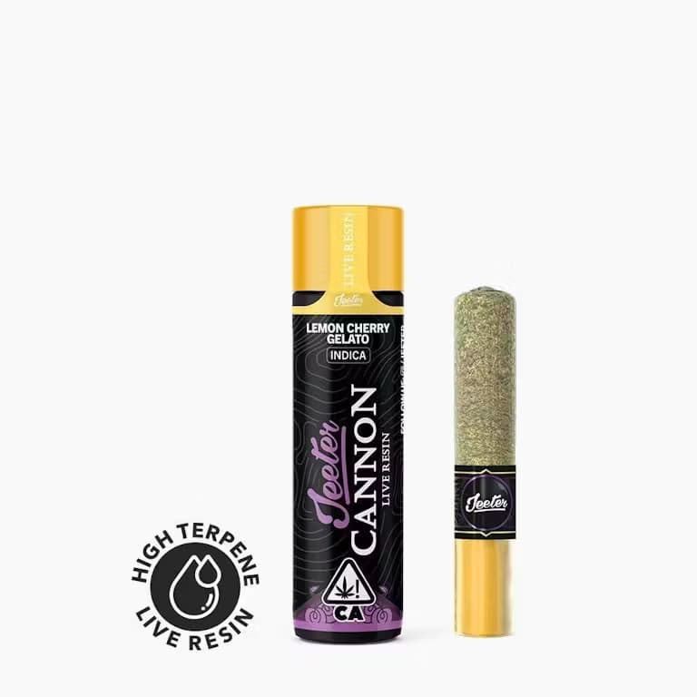 Lemon Cherry Gelato -  1.3g Live Resin Infused Cannon - Preroll Single Joint Blunt - Jeeter