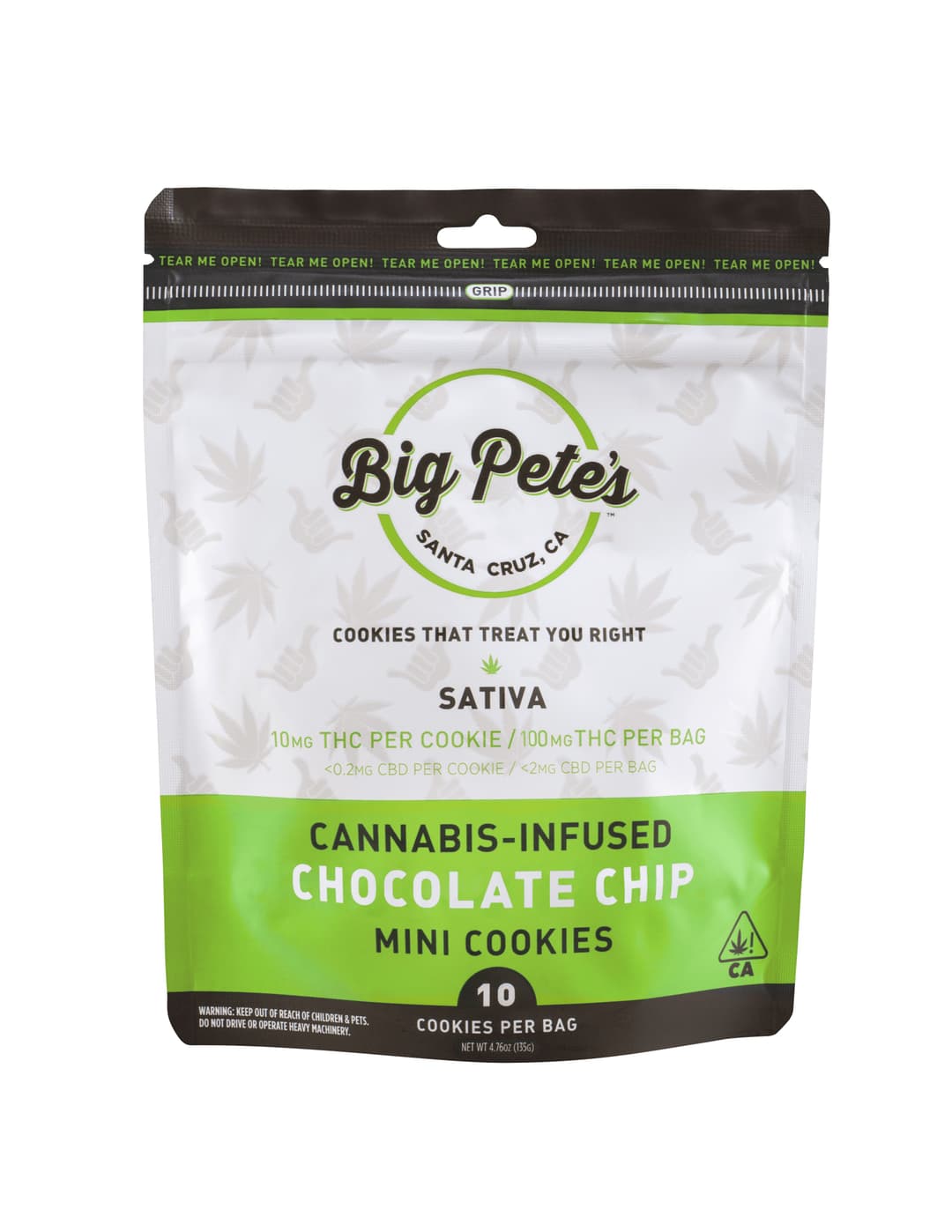 Chocolate Chip Cookies - 10mg THC Each x 10 Pack - Sativa - Big Petes