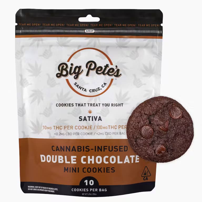 Double Chocolate Cookies -  10mg THC Each x 10 Pack - Sativa - Big Petes