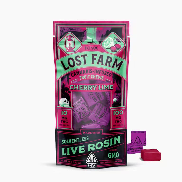 Lost Farm  Cherry Lime x GMO Live Rosin Chews - 10mg THC Each x 10 pc Multipack - Kiva