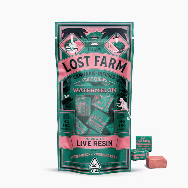 Lost Farm Watermelon x Gelato Live Resin Chews - 10mg THC Each x 10 pc Multipack - Kiva