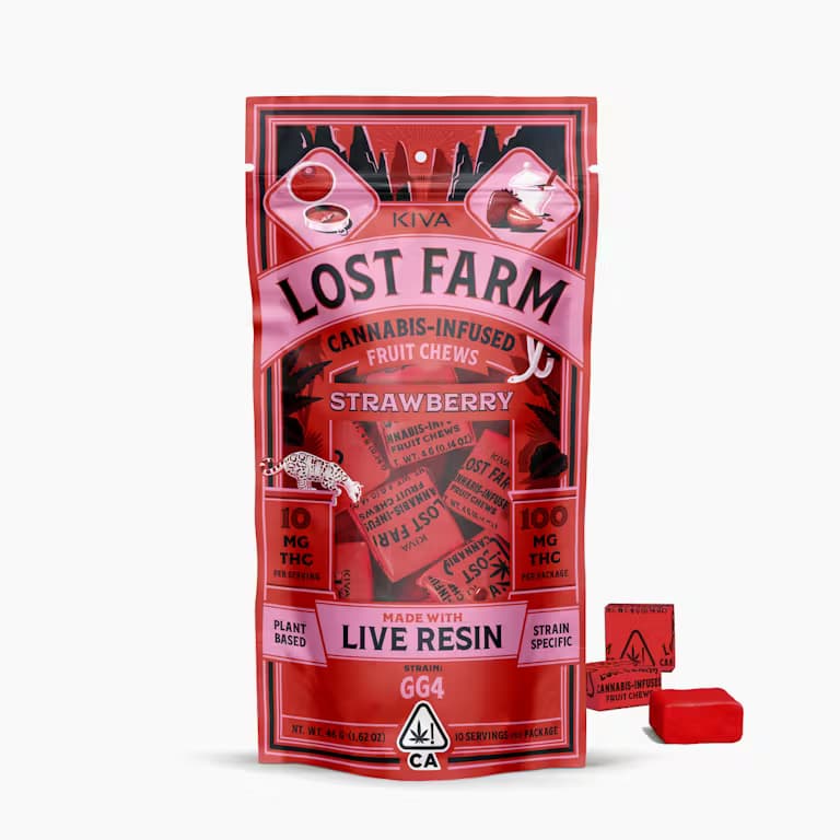 Lost Farm Strawberry x GG4 Live Resin Chews - 10mg THC Each x 10 pc Multipack - Kiva