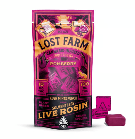 Lost Farm Pomberry x Kush Mints Punch  Live Rosin Chews - 10mg THC Each x 10 pc Multipack - Kiva