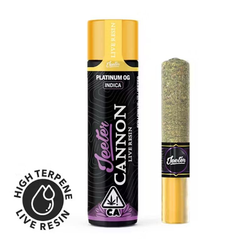 Platinum OG - 1.3g Live Resin Infused Cannon - Preroll Single Joint Blunt - Jeeter