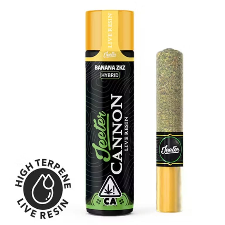 Banana ZKZ - 1.3g Live Resin Infused Cannon - Preroll Single Joint Blunt - Jeeter