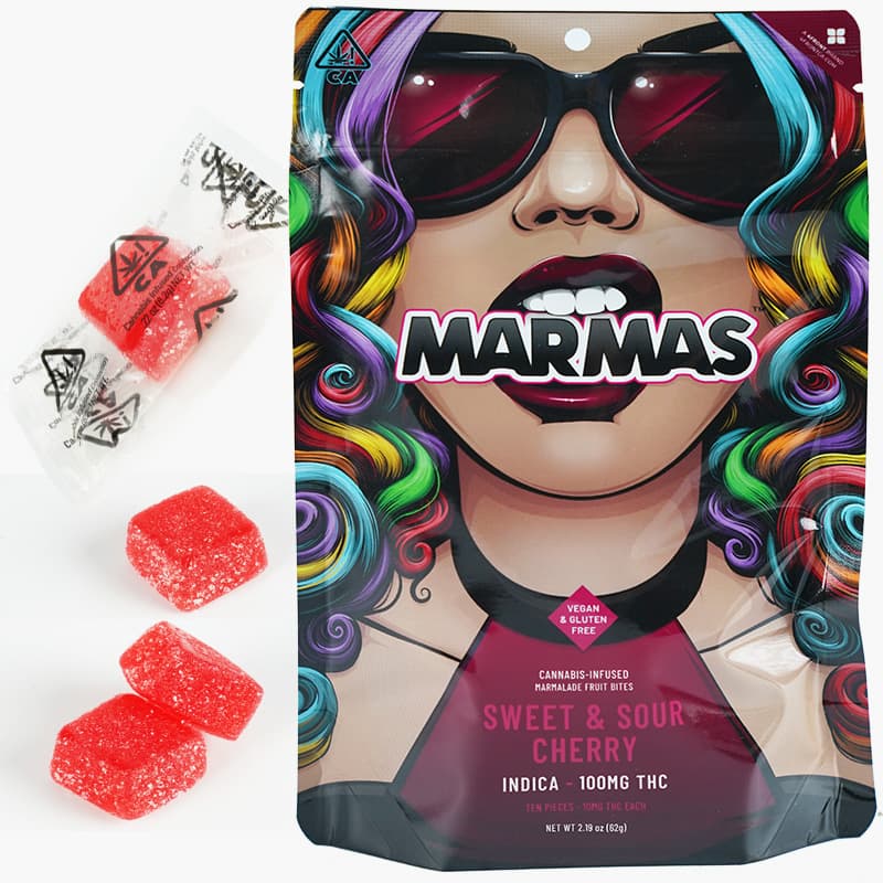 Sweet and Sour Cherry - 10mg THC EACH X 10 Pack Cannabis Infused Marmalades - Indica Gummies - Marmas