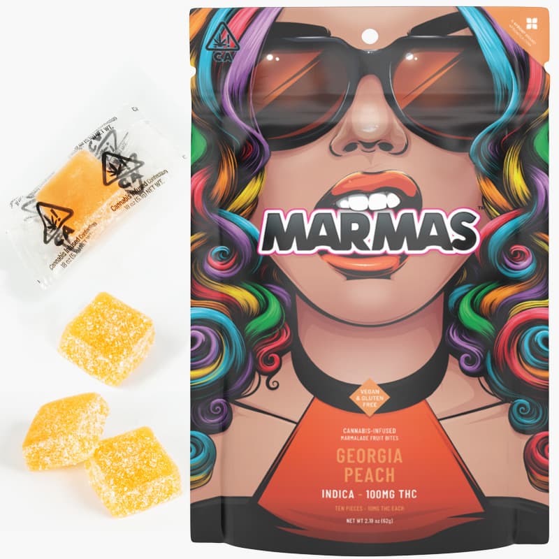 Georgia Peach - 10mg THC EACH X 10 Pack Cannabis Infused Marmalades - Hybrid Gummies - Marmas