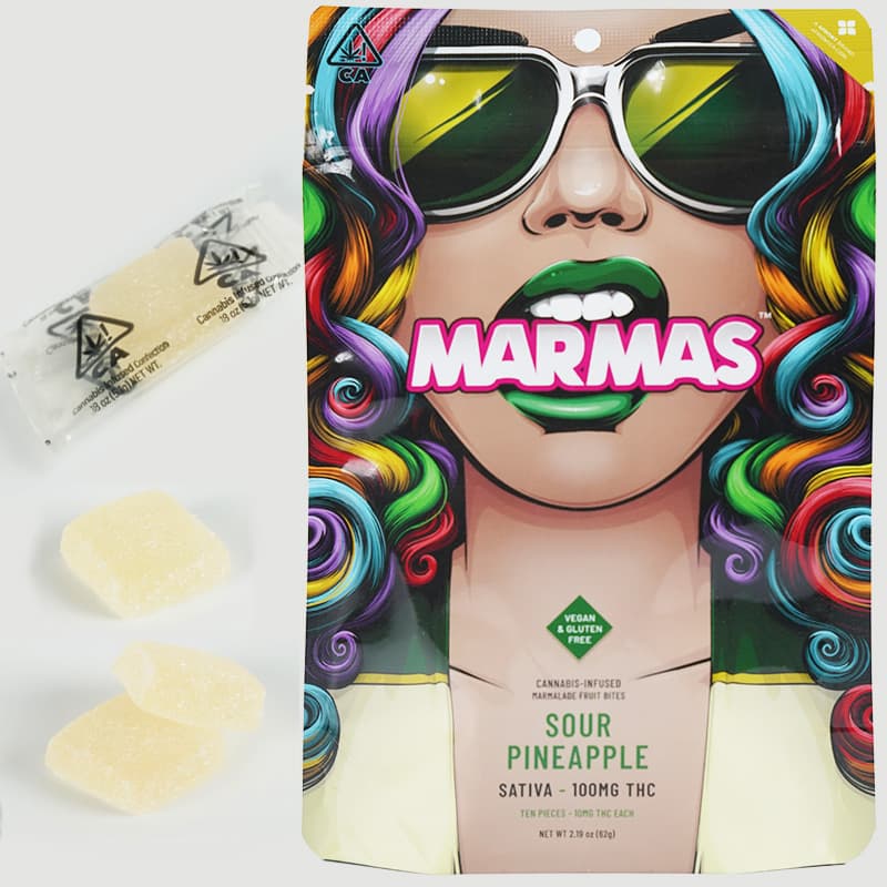 Sour Pineapple - 10mg THC EACH X 10 Pack Cannabis Infused Marmalades - Sativa Gummies - Marmas