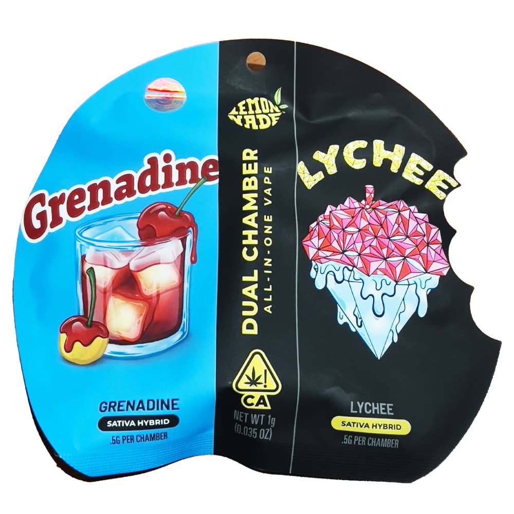 Grenadine/Lychee - 2 x 0.5g All-in-One Dual Chamber Disposable Vape - Distillate Terps - Cookies Lemonnade