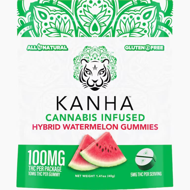 Watermelon - 10mg THC EACH X 10 Pack Cannabis Infused Gummies - Hybrid - Kanha