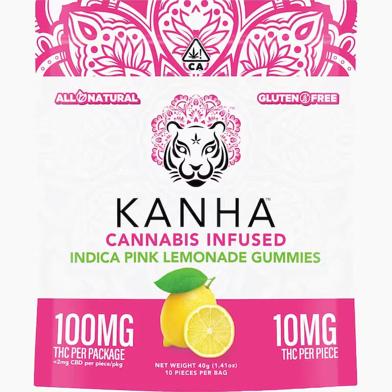 Pink Lemonade - 10mg THC EACH X 10 Pack Cannabis Infused Gummies - Indica - Kanha