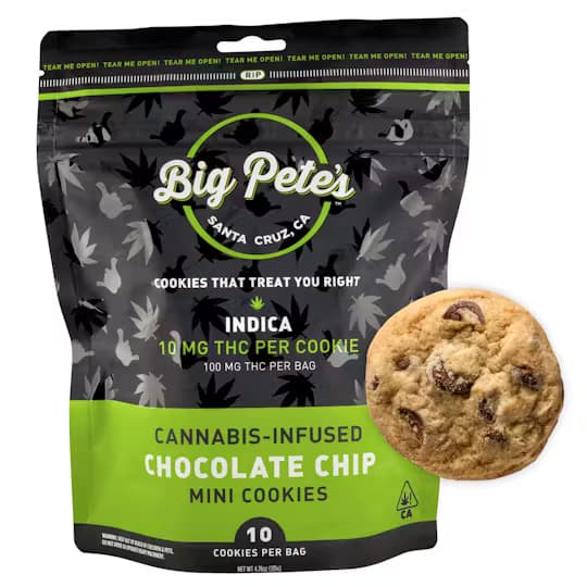 Chocolate Chip Cookies - 10mg THC Each x 10 Pack - Indica - Big Petes