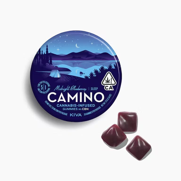 Camino Midnight Blueberry SLEEP Gummies - 5mg THC:1mg CBN Each x 20 pc Multipack - Kiva