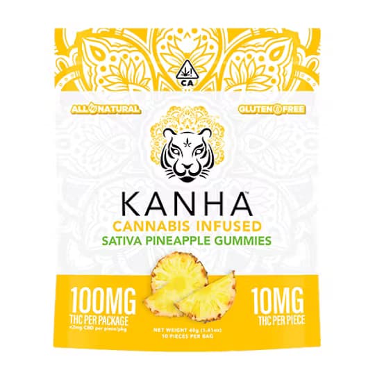 Pineapple - 10mg THC EACH X 10 Pack Cannabis Infused Gummies - Sativa - Kanha