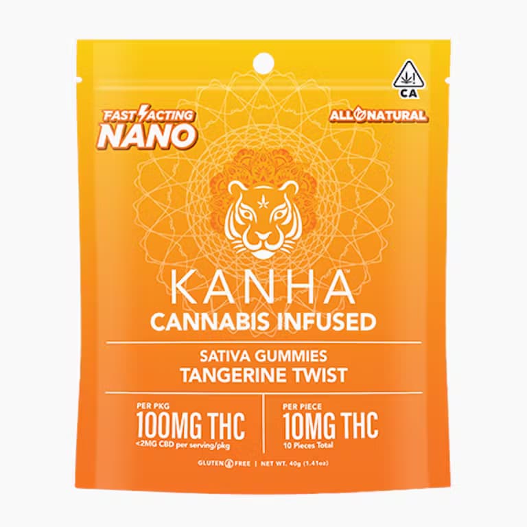 Tangerine Twist - 10mg THC EACH X 10 Pack Fast Acting NANO Cannabis Infused Gummies - Sativa - Kanha