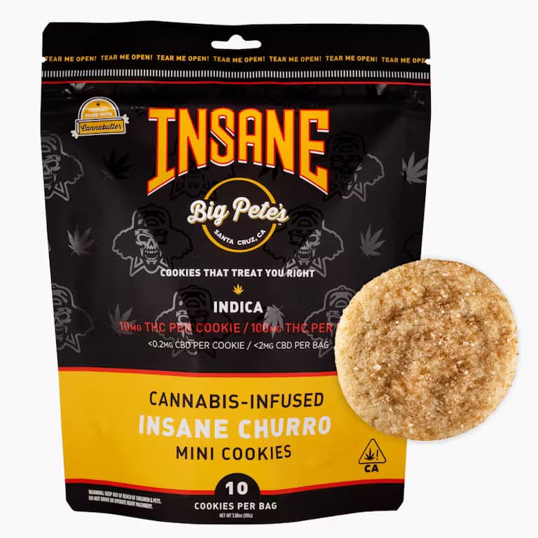 Insane Churro Cookies - 10mg THC Each x 10 Pack - Indica - Big Petes