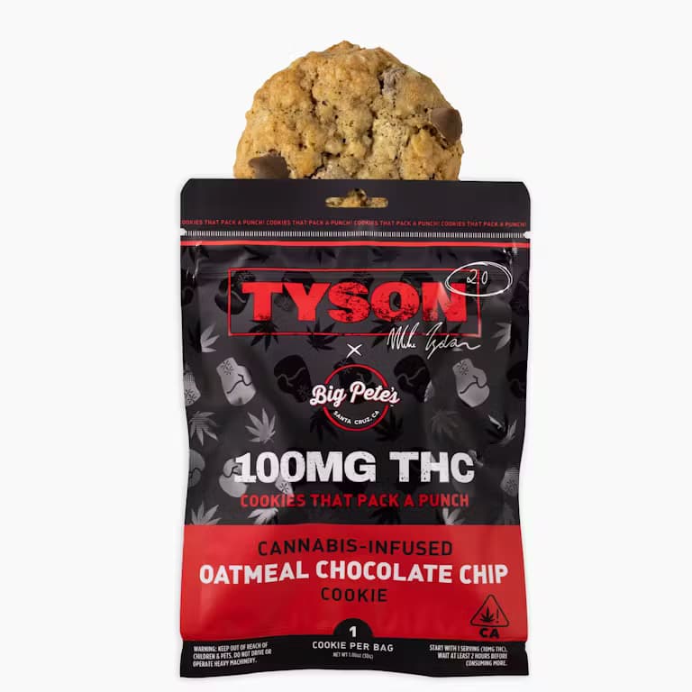 TYSON 2.0 Oatmeal Chocolate Chip Extra Strength Cookie -  100mg THC x One Cookie Pack - Big Petes