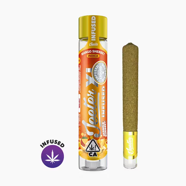 Mango Sherbet - 2G XL PREROLL W/ACRYLIC TIP - INFUSED AND KIEF COATED - Jeeter